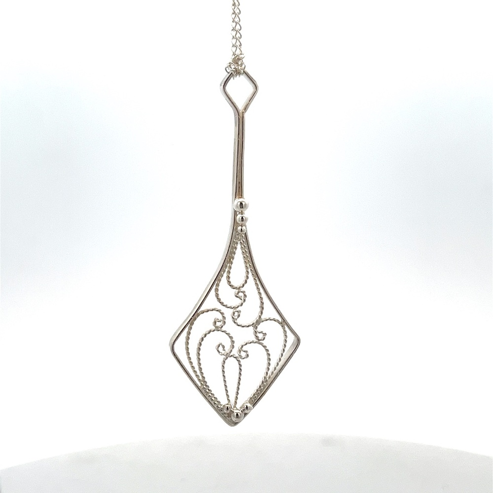 Filigree Drop Pendant Sterling Silver